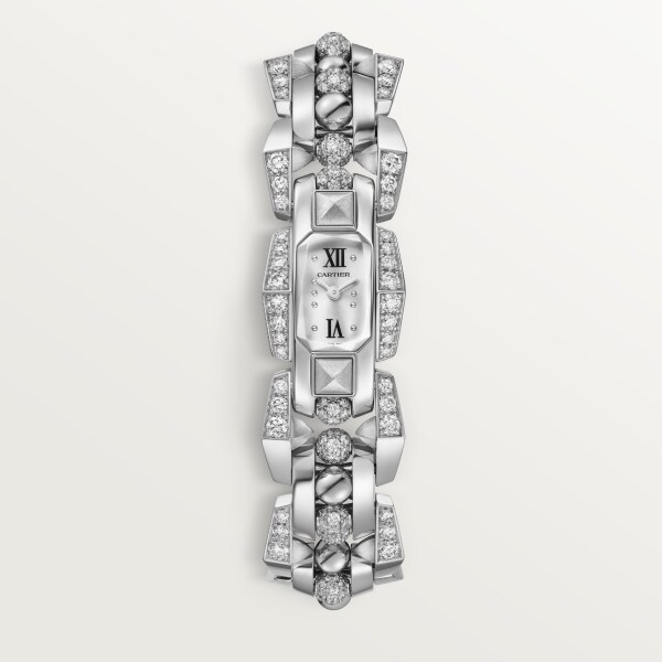 Reloj Clash [Un]limited Tamaño pequeño, movimiento de cuarzo, oro blanco rodiado, diamantes